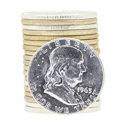 Roll of (20) 1963 Brilliant Uncirculated Franklin Half Dollar Silver Coins