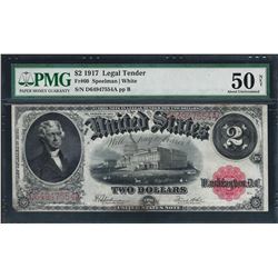 1917 $2 Legal Tender Note Fr.60 PMG About Uncirculated 50 Net