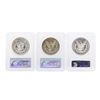 Image 2 : Lot of (3) 1881-S $1 Morgan Silver Dollar Coins PCGS MS64