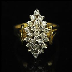14KT Yellow Gold 0.80 ctw Marquise Design Diamond Ring