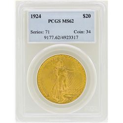 1924 $20 St. Gaudens Double Eagle Gold Coin PCGS MS62