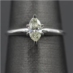 14KT White Gold 0.52 ctw Natural Marquise Diamond Solitaire Engagement Wedding R