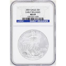 2007 $1 American Silver Eagle Coin NGC MS69 Early Releases