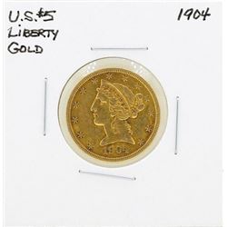 1904 $5 Liberty Head Half Eagle Gold Coin