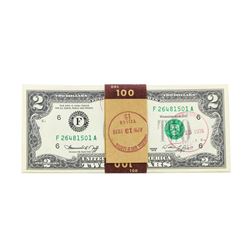 Pack of (50) Consecutive 1976 $2 Federal Reserve Notes Atlanta Uncirculated