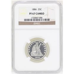 1886 Seated Liberty Quarter Proof Coin NGC PF67 Cameo