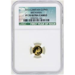 2013 Great Britain 1 Britannia Pound Gold Coin NGC PF70 Ultra Cameo