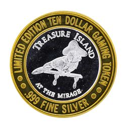 .999 Silver Treasure Island Las Vegas $10 Casino Gaming Token Limited Edition