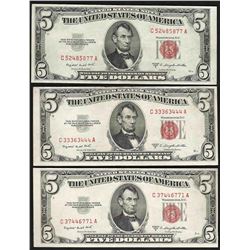 Lot of (3) 1953B $5 Legal Tender Notes