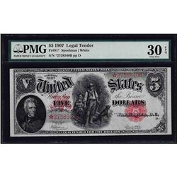 1907 $5 Woodchopper Legal Tender STAR Note Fr.91* PMG Very Fine 30EPQ