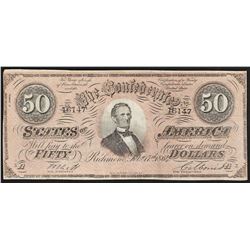 1864 $50 Confederate States of America Note