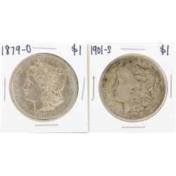 Lot of 1879-O & 1901-S $1 Morgan Silver Dollar Coins