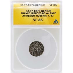 1157-1276 Denier France Bishops of Valence Coin ANACS VF35