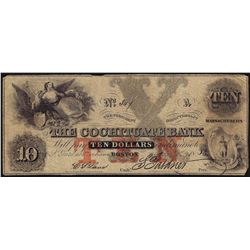 1850 $10 The Cochituate Bank Obsolete Note
