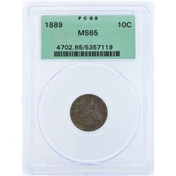 1889 Seated Liberty Dime Coin PCGS MS65