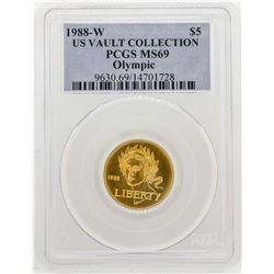 1988-W $5 US Vault Collection Olympic Gold Coin PCGS MS69