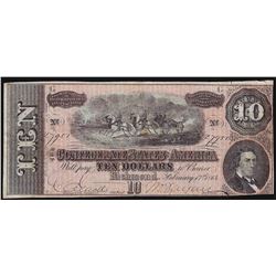1864 $10 Confederate States of America Note