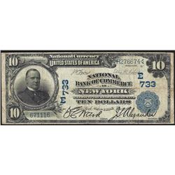 1902 $10 National Bank of Commerce New York National Currency Note CH# 733