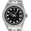 Image 1 : Rolex Mens 36mm Stainless Steel Black String Diamond Datejust Wristwatch