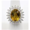 Image 5 : 14KT White Gold 10.65 ctw Fancy Oval Cut Madeira Citrine and Diamond Ring