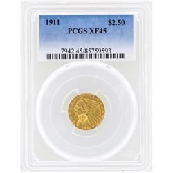 1911 $2 1/2 Indian Head Quarter Eagle Gold Coin PCGS XF45