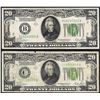 Image 1 : Lot of (2) 1928B $20 Federal Reserve Notes