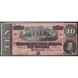 1864 $10 Confederate States of America Note