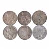 Image 1 : Lot of (6) $1 Peace Silver Dollar Coins