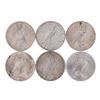 Image 2 : Lot of (6) $1 Peace Silver Dollar Coins