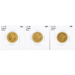 Lot of (3) $5 Liberty Head Half Eagle Gold Coins