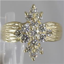 14KT Yellow Gold 1.00 ctw Diamond Cluster Ring