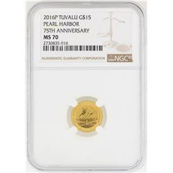 2016-P $15 Pearl Harbor 75th Anniversary Gold Coin NGC MS70