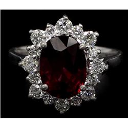 14KT White Gold Certified 4.84 ctw Natura Oval Cut Rhodolite and Diamond Wedding