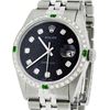 Image 1 : Rolex Mens Stainless Steel Black Diamond and Emerald Datejust Wristwatch