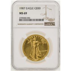 1987 $50 American Gold Eagle Coin NGC MS69