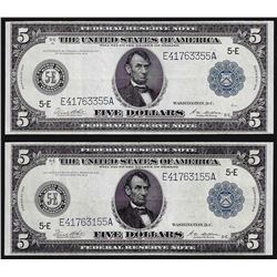 Lot of (2) 1914 $5 Federal Reserve Notes Richmond
