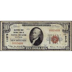 1929 $10 Long Beach California National Currency Note