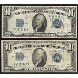 Lot of (2) 1934D $10 Silver Certificate Notes