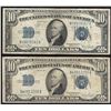 Image 1 : Lot of (2) 1934D $10 Silver Certificate Notes