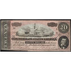 1864 $20 Confederate States of America Note