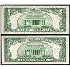 Image 2 : Lot of (2) 1953B $5 Legal Tender Notes