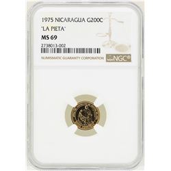 1975 Nicaragua 200 Cordobas Gold Coin NGC MS69