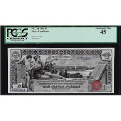 1896 $1 Educational Silver Certificate Note Fr.224 PCGS Extremely Fine 45