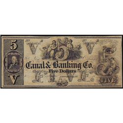 1800's $5 Canal & Banking Co. New Orleans Obsolete Bank Note
