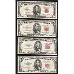 Lot of (4) 1953B $5 Legal Tender Notes