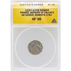 1157-1276 France Denier Bishops of Valence Coin ANACS VF35