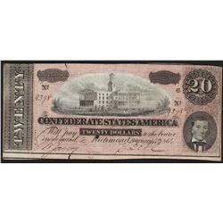 1864 $20 Confederate States of America Note