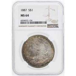 1887 $1 Morgan Silver Dollar Coin NGC MS64