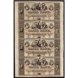 Uncut Sheet of $50 Canal Bank New Orleans Obsolete Notes