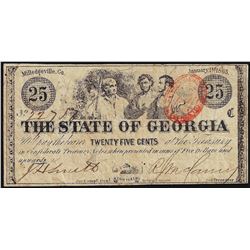 1863 Twenty Five Cents The State of Georgia Obsolete Bank Note